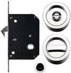 Sliding Pocket Door Bathroom Privacy Lock Set (Polished Chrome)
