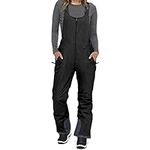 FeMereina Womens Insulated Water Resistant Ski Snow Bib Pants Windproof Zip Front Jumpsuit Snowboard Pants Winter Overalls (Black, Small)