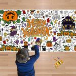 Halloween Giant Coloring Poster/Tablecloth-Halloween Crafts for Kids-30 x 72 Inches Jumbo Paper Coloring Banner for Kids Activities Games Party Decorations