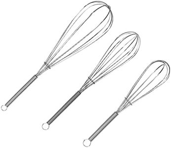 ForTomorrow Stainless Steel Whisk Set - 8"+10"+12" Thin Handle Wisk Balloon Wire Whisks Kitchen Tool for Cooking, Baking, Mixing Blending, Whisking, Beating, Stirring