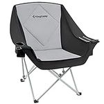 KingCamp Camping Chairs for Adults Padded Folding Chair heavy duty Oversize with Cooler Bag and Armrest Camp Chair for Picnic Hiking Outdoor Indoor Support up to 300LBS Black