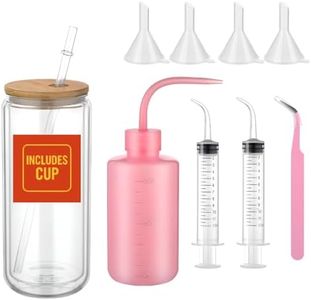 DKMHA DIY Glitter Snow Globe Tumbler Kit – 16oz High Borosilicate Pre-Drilled Glass Cup with Squeeze Bottle, Funnel, Bent Syringe, Tweezer & Seal Plug for Custom Crafts, Gifts & Holiday Parties
