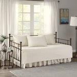 Comfort Spaces Daybed Cover - Luxe Double Sided-Quilting, All Season Cozy Bedding with Bedskirt, Matching Shams, Kienna Ivory 75"x39" 5 Piece