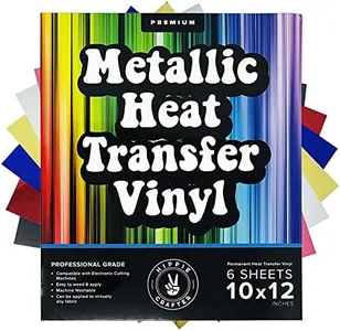 Metallic Heat Transfer Vinyl, Gold, Pink, Silver Chrome Sheets, Permanent Adhesive Foil Vinyl for Crafts and DIY Projects HTV 6 Pack