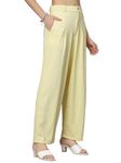 UZARUS Women's Relax Fit Trouser 2 Pockets Baggy Pants (XL, Yellow)