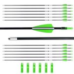 BOWSOUL 28“ Archery Arrows Training Practice Target Arrows for Kids Youth or Beginners Safe Blunt Points Durable Shaft on Recurve Bows Youth Bow and Longbows(Pack of 12) (Green White)