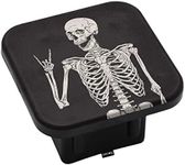 Swono Human Skeleton Receiver Hitch Cover Cute Skeleton Skull Posing Rock Music Standard 2" Trailer Hitch Receivers Compatible with Most Models Hitch Receivers Plug for Boys Girls