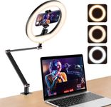 APEXEL USB 10' Ring Light for Desk with Stand and Phone Holder, Ring Light with Overhead Camera Mount and Adjustable Desk Arm Stand for Photography,Makeup, Zoom Calls, YouTube Videos