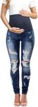 Maternity Jeans Over The Belly Slim Stretch Maternity Pants Casual Maternity Work Pants Dark Blue US S