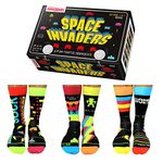 United Oddsocks - Novelty Space Invaders - Box of 6 Oddsocks for Men UK 6-11 | EUR 39-46 | US 7-12