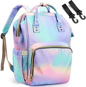 Diaper Bag Backpack for Mom & Dad, Multifunction Waterproof Baby Changing Bags, Large Nappy Bag Backpack (Rainbow)