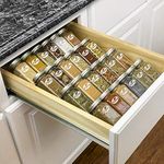 Delavala 4 Pack Clear Acrylic Spice Drawer Organizer, 4 Tier Plastic Spice Organization for Cabinet Drawer, Spice Racks Tray for Kitchen Drawers Cabinets Countertops