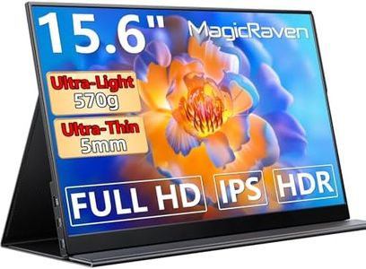 MagicRaven Portable Monitor, 15.6" 1920 * 1080P IPS Laptop Screen, 60Hz Lightweight and Slim Travel Monitor with Full-Featured USB C HDMI Port, Gaming Display for PC Switch Xbox PS3/4/5
