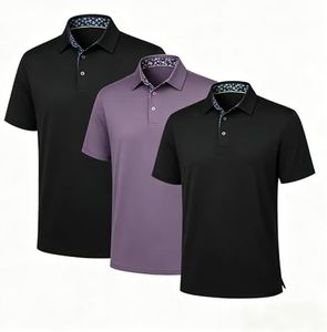 3 Pack Golf Shirts for Men,Mens Golf Shirts Short Sleeve Moisture Wicking Performance Collared Shirt Business Casual,Office,Work,Casual Everyday Wear,Daily Wear,Tennis,Athletic,Outdoor Workout,Summer