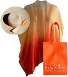 Nicole Miller Straw Sun Hats Kimono Beach Cover Ups for Women and Travel Tote Matching for Packable Foldable, Orange, One Size