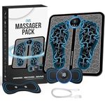 ONERIOUS (Combo) Foot Massager Pain Relief Wireless Electric EMS Massage Machine,Rechargeable Portable Folding Automatic with 8 Mode19 Intensity for Legs,Body,Hand Therapy New Model-2024 & Body Massager (Blue)