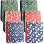 THE TWIDDLERS - 6 Gift Bags for Christmas with Strong Handles - Festive Xmas Present Bags in Assorted Designs & Sizes, Gift Bag Multipack - Size 32x26 cm