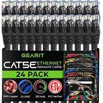 GEARIT 24-Pack, Cat5e Ethernet Patch Cable 6 Feet - Snagless RJ45 Computer LAN Network Cord, Black