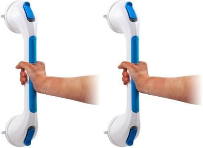 TAILI Shower Grab Bar Suction Grab Bars for Bathtubs and Showers, Heavy Duty Bath Handle Removable Bath Handrails for Seniors and Elderly, Bathroom Safety Grip No Drilling Waterproof,Blue (Pack of 2)