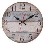 Foxtop Vintage Wall Clock, 30 cm Decorative Clocks with Silent Quartz Movement,Rustic Wooden Round Battery Operated Clock for Home Living Room Kitchen Bedroom