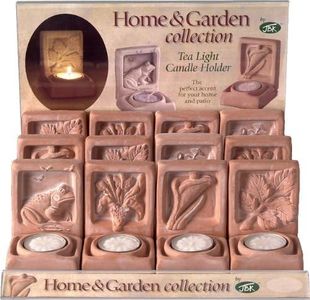 JBK Pottery Ceramic Tealight Candle Holder, Hand-Made Vintage Design, Home Decor for Candles, Centerpiece, Ideal for Gifts & Special Occasions, Set of 12 with Relief Back Assorted Designs, Terracotta