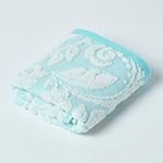 HOMESCAPES Luxury Turquoise Guest Towel 100% Turkish Cotton Patterned Small Towel Super Soft & Absorbent Extra Thick 600GSM Ringspun Aqua Towel For Bathroom with Damask Pattern