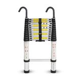 Galvaran Telescopic Ladder 3.2M / 10.5FT Multi-Purpose Aluminium Loft Ladder Extendable, Collapsible and Portable, Max Load 150kg/330lb, Adjustable Step, EN131 (3.2 m)