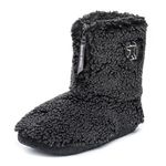 Bedroom Athletics Mens Gosling Snow Tipped Sherpa Slipper Boot Soft Warm fluffy Zip Memory Foam Indoor Outdoor Machine Washable non slip Ankle Boot house Slippers - Black UK 11/12