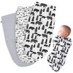 Henry Hunter Baby Swaddle Sack | The Simple Swaddle | Soft Stretchy Cotton Swaddles for Newborns | Baby Swaddles 0-3 Months, Swaddle Blankets for Baby Boy, Pack of 3, Bear | Arrow | Light Heather,
