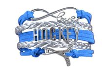 Hockey Charm Bracelet, Ice Hockey Jewelry- Infinity Love Hockey Bracelet- Gift for Her, Fits small to large wrists, Silicone, leather