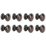 8Pcs 1:12 Scale Miniature Round Head Knobs, Metal Dollhouse Door Handle Knobs DIY Dollhouse Furniture Knobs Accessories (Black)