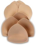 SERMICLE Bra Pad Inserts 4 Pairs, Bra Pads Sewn Padded for Sports Bra A/B or C/D,D/E Cup Beige or Black, White Optional, Beige, C-D