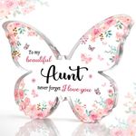 GiftyTrove Gifts for Aunt, Unique Aunt Birthday Gift from Nephew Niece - 5x3.8x0.6 Inch Butterfly-Shaped Acrylic Plaque Keepsake - Mothers Day Gift, Christmas Gift, Valentines Day Gift