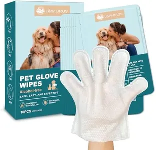 L&W BROS. Dog Wipes Gloves 10 PCS Individually Packaged, Flush-Free, Safe, Alcohol-Free, and for Convenient Grooming Cleaning Deodorizing Hypoallergenic Wipes Disposable Premium Pet Wipes (Unscented)
