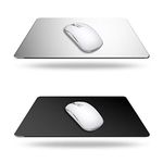 2 Pack Gaming Aluminum Mouse Pad (Silver & Black) Compatible with Magic Mouse, DaKuan Smooth Magic Ultra Thin Double Side Mouse Mat for Fast and Accurate Control (9 inch X 7.1 inch)