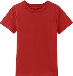 COSLAND Toddler Solid Color Crewneck Tops, Red, 4T