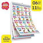 Look N Learn Junior Educational Chart | 11 Subjects | 12x18 inch | 6 Pages Front & Back | Kids Age 2+ | Alphabet, Numbers, Shapes, Body Parts, Animals, Fruits, and More | Interactive Chart for Kids