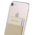 Sinjimoru Stick On Wallet Card Holder for Back of Smartphones, Card Pocket for Cell Phone Case, Carry ID Card and Money in Sinji Pouch Flap, Beige