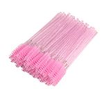 ATOMUS 100 Pack Pink Mascara Wands Disposable Eyelash Mascara Eyebrow Brushes Applicator Multicolored Makeup Cosmetic Brush with Crystal Handle for Eyelash Extensions Mascara Use (100pcs Pink)