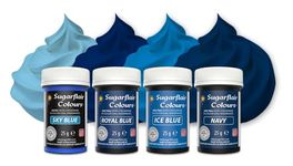 Sugarflair Blue Food Colouring Paste Set - Highly Concentrated for Use with Sugarpaste, Modelling Pastes, Fondant, Buttercream, Royal Icing, Cake Mixes and more - Multipack 4x 25g