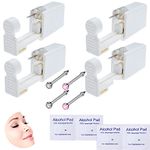 4-Pack Nose Piercing Kit, Disposable Self Piercing Kit with Built-in Nose Studs, Very Safe Nose Piercing Gun, Simple and Convenient Operation, Ideal for Family Use (White + Pink)