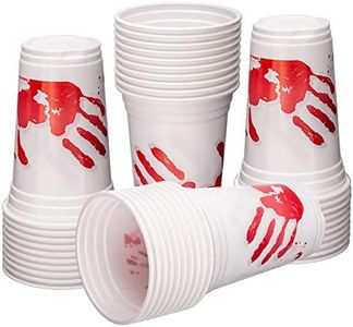 ArtCreativity Blood Print Halloween Party Plastic Cups, Set of 50, 10 oz Halloween Disposable Cups, Halloween Party Supplies and Drinking Decorations, For Juice, Soda, Punch, and More