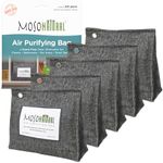 Moso Natural Air Purifying Bag 300g (5 Pack). A Scent Free Odor Eliminator for Closets, Bathrooms, Laundry Rooms, Pet Areas. Premium Moso Bamboo Charcoal Odor Absorber. Freestanding Design.