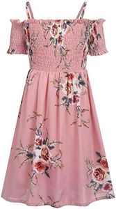 Arshiner Girls' Casual Summer Patterned Sleeveless Dress Strap Fashion Dresses Pink for 6-7 Years