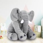 ToyMagic Fluffy Hugging Ellie Plush|Big Size Stuffed Animal|Padded Legs Elephant Soft Toy|Plush Material Hugging Pillow for Toddlers|Birthday Gift For Kids|Embroidered Eyes|Washable|Made In India|Grey