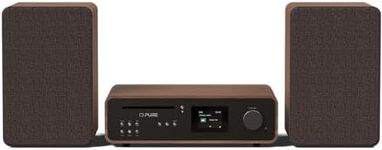 Classic Stereo HiFi Music System – Internet Radio, DAB+/FM, Bluetooth 5.2, CD Player, USB, Spotify Connect, AUX, Optical, Phono, Powerful 100W Stereo Sound, Versatile Connectivity – Coffee Black