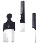 Fine Lines - Combs kit - Afro Comb, Lift Comb and Pin Tail Comb - Create you Afro Lifestyle - Wet or Curly Hair - Thick Plastic and Iron Black antistatic comb - Afro Hair Combs