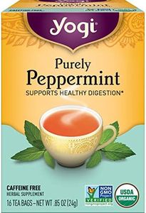 Yogi Tea Purely Peppermint Tea - 16 Tea Bags per Pack (4 Packs) - Caffeine-Free, Organic Peppermint Tea Bags - Offers Digestive Support - Made from Organic Peppermint Leaves