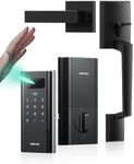 DESLOC Palm Vein Smart Lock with Handle, K140 Plus Keyless Entry Door Lock with Keypad Deadbolt, 10000mAh Li-ion Battery, App Control, WiFi Digital Front Door Lock, Auto Lock, BHMA Grade 3, Black