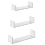 SONGMICS Floating Shelf Set of 3, Wall Shelves, 30/35/40 cm, Decorative Shelves, Each Shelf Holds up to 10 kg, for Living Room, Home Office, Bathroom, Kitchen, Cloud White LWS40WT